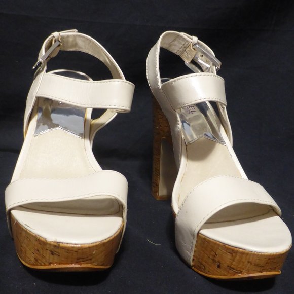 MICHAEL KORS, MK, high heel shoes, strap and buckle fastened, 7.5 M, GUC - Picture 1 of 15